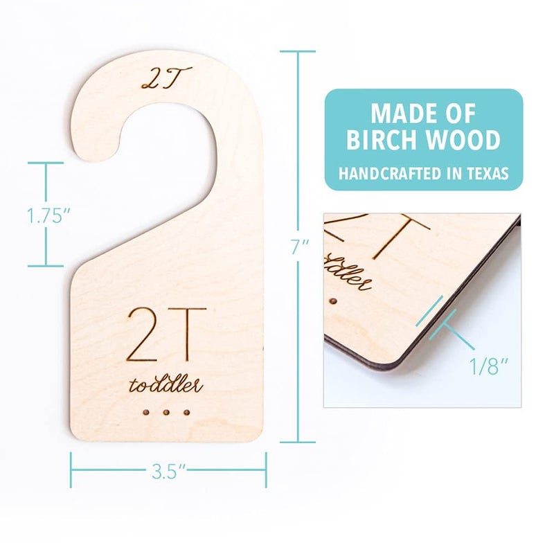 White Loft Loft Toddler Closet Dividers Durable Birch Kids Closet Organizer Timeless Etched Design for 2T-5T (Set of 4) - Image 4